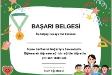 Oryantasyon / Uyum haftası Başarı Belgesi