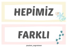 Değerler Eğitimi / Farklılıkları Kabullenme Değeri Pano Görselleri 🌸