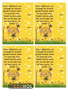 Arı temalı karne hediye kartı