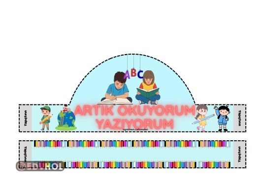 Artık Okuyorum Yazıyorum Taç Etkinliği (Renkli ve Renksiz)