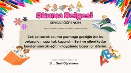 1. Sınıf Okuma Belgesi