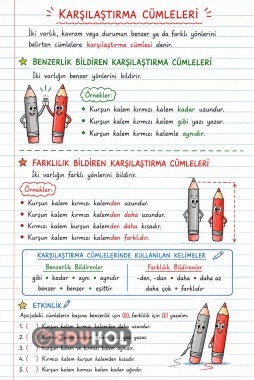 Türkçe Karşılaştırma Cümleleri Defter Notu