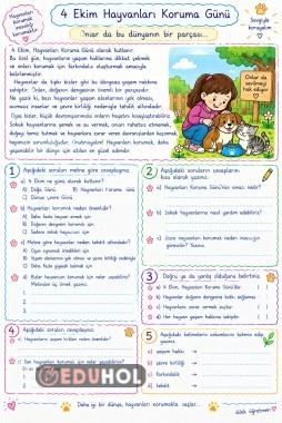 Hayvanları koruma günü ile ilgili okuma anlama metni