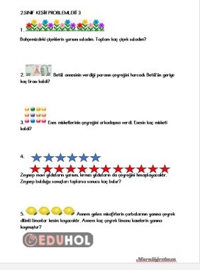 2.SINIF KESİR PROBLEMLERİ 3