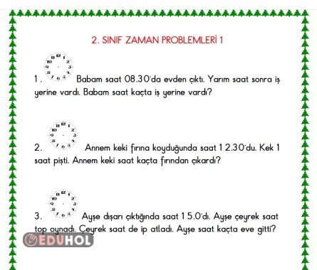 2.SINIF SAAT ZAMAN PROBLEMLERİ 1