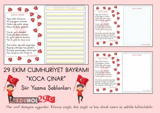 29 Ekim Cumhuriyet Bayramı “Koca Çınar” Şiir Şablonları