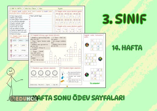 (3. Sınıf 14. Hafta) Hafta Sonu Ödevi (Yatay A4)
