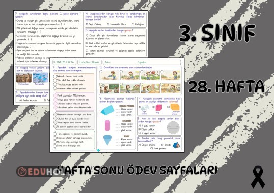 (3. Sınıf 28. Hafta) Hafta Sonu Ödevi (Yatay A4)