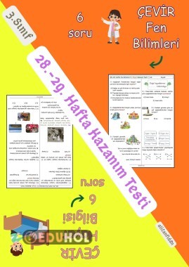 3. Sınıf “Fen Bilimleri ve Hayat Bilgisi” 28-29. Hafta Kazanım Testi