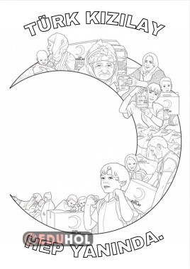“KIZILAY HEP YANINDA” Gerçekçi Görsellerle Boyama Sayfası