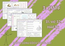 (3. Sınıf 31. ve 32. Hafta) Hafta Sonu Ödevi (Yatay A4)