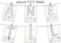 Labirentli “ANETİL” Dikte ve Boyama Sayfaları