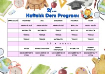 2. Sınıf Haftalık Ders Programı Örneği