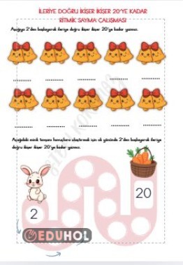 2'DEN 20'YE KADAR İLERİYE DOĞRU İKİŞER RİTMİK SAYMA ÇALIŞMASI