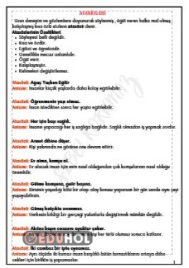 ATASÖZLERİ VE ANLAMLARI DEFTERE YAPIŞTIRMA