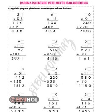 ÇARPMA İŞLEMİNDE VERİLMEYEN RAKAMI BULMA