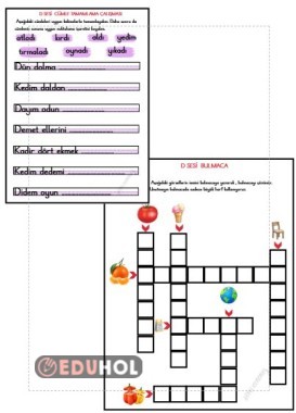 D SESİ CÜMLE TAMAMLAMA - BULMACA ETKİNLİĞİ