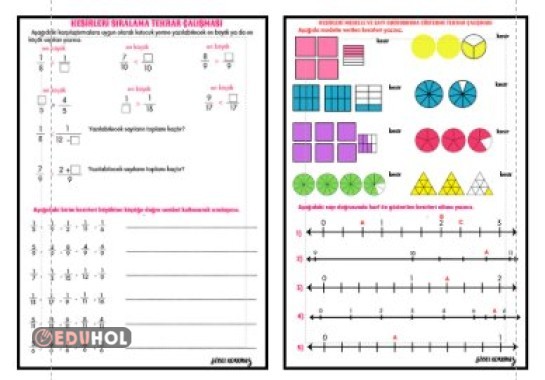 KESİRLERİ MODELLE VE SAYI DOĞRUSUNDA GÖSTERME - KESİRLERİ SIRALAMA TEKRAR ÇALIŞMASI