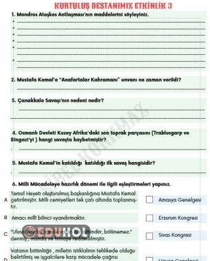 KURTULUŞ DESTANIMIZ ETKİNLİK 3
