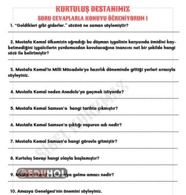 KURTULUŞ SAVAŞI DÖNEMİ - KAHRAMANLAR CEVAPSIZ SORULAR