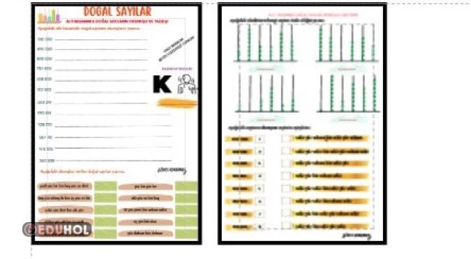 MATEMATİK - DOĞAL SAYILAR ETKİNLİĞİ 4 - ALTI BASAMAKLI DOĞAL SAYILAR