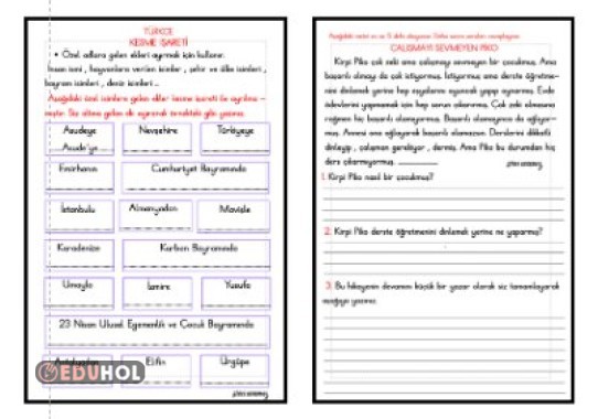 NOKTALAMA İŞARETLERİ - KESME İŞARETİ - OKUMA ANLAMA ETKİNLİĞİ 6