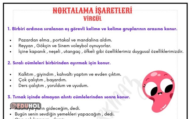 NOKTALAMA İŞARETLERİ - VİRGÜL DEFTERE YAPIŞTIRMA