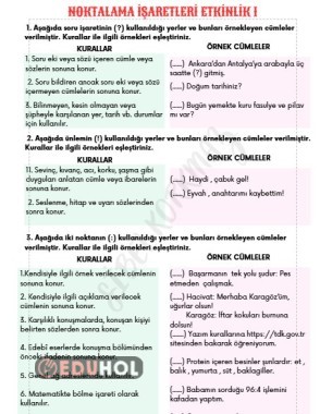 NOKTALAMA İŞARETLERİ ETKİNLİK 1