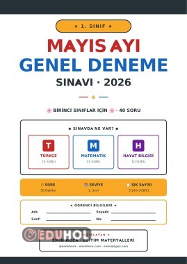 1. Sınıf Mayıs Ayı Genel Deneme Sınavı (Cevap Anahtarlı) — 2026
