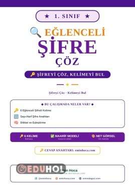 1. Sınıf Şifre Çöz | Sayı-Harf Şifreli Kelimeler PDF — Cevap Anahtarı eminhoca.com'da