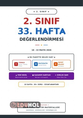 🎯 2. Sınıf 33. Hafta Haftalık Değerlendirme | Türkçe-Matematik-Hayat Bilgisi | Yeni Nesil Sorular
