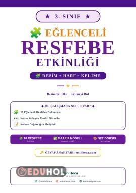 3. Sınıf Resfebe Etkinliği | Resimli Kelime Bulmacaları PDF — Cevap Anahtarı eminhoca.com'da