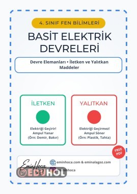 4. SINIF FEN BİLİMLERİ BASİT ELEKTRİK DEVRELERİ KONU ANLATIMI VE ÇALIŞMA KAĞIDI PDF İNDİR
