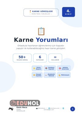 4. Sınıf Karne Görüşleri — 50+ Özgün Öğretmen Yorumu · Karne Notları