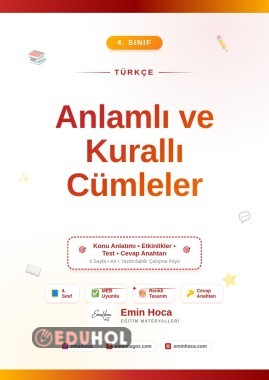 4. Sınıf Türkçe Anlamlı Kurallı Devrik Cümleler PDF | Test