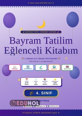 4.Sınıf Kurban Bayramı Tatil Kitabı — 2026 PDF İndir | Emin Hoca