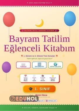 1. Sınıf Kurban Bayramı Tatil Kitabım-2026 | PDF İndir