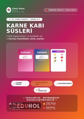 Karne Kabı Süsleri — 4 Tema Kapak + 6 Kesilebilir Süs