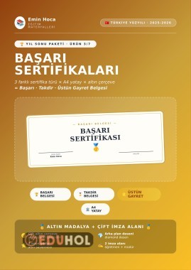 Öğrenci Başarı Sertifikası — 3 Tip (Başarı / Takdir / Üstün Gayret)