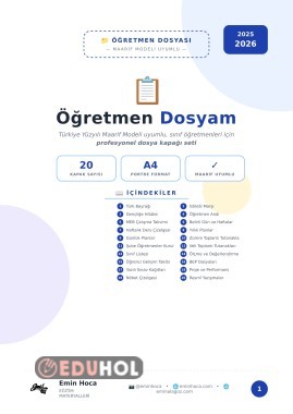 Öğretmen Dosyası Kapakları — 20 Bölüm + Ana Kapak · Maarif Modeli Uyumlu