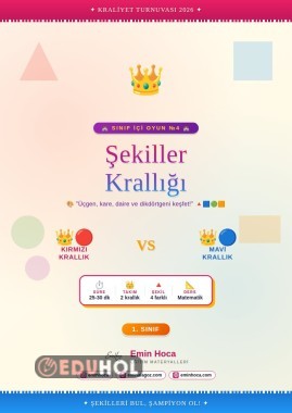 Şekiller Krallığı Oyunu | 1. Sınıf Geometrik Şekiller PDF İndir