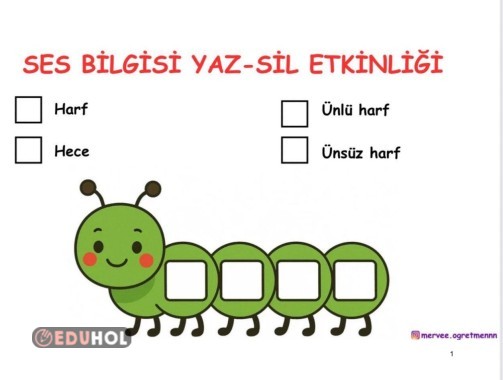 Ses Bilgisi Tırtıl Yaz-Sil Şablonu
