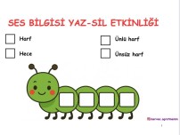 Ses Bilgisi Tırtıl Yaz-Sil Şablonu