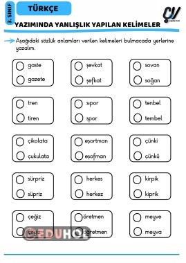 YAZIMINDA YANLIŞLIK YAPILAN KELİMELER