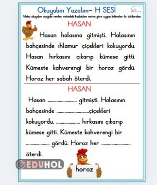 H SESİ HASAN METİN OKUMA VE TAMAMLAMA ÇALIŞMASI