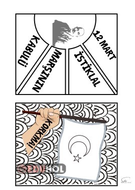 İSTİKLAL MARŞININ KABULÜ KES YAPIŞTIR BOYA SİYAH BEYAZ