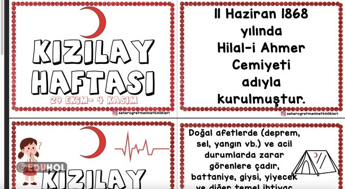 KIZILAY HAKKINDA TEMEL BİLGİLER İÇEREN PANO