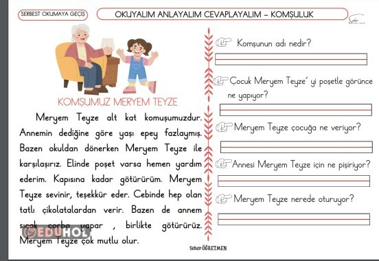 OKU ANLA CEVAPLA KOMŞULUK TEMALI