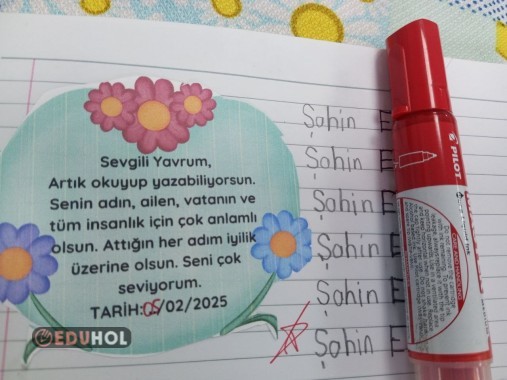 OKUMA TEBRİK NOTU, AD SOYAD YAZMA ETKİNLİĞİ