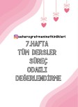 2.SINIF 7.HAFTA TÜM DERSLER SÜREÇ DEĞERLENDİRME